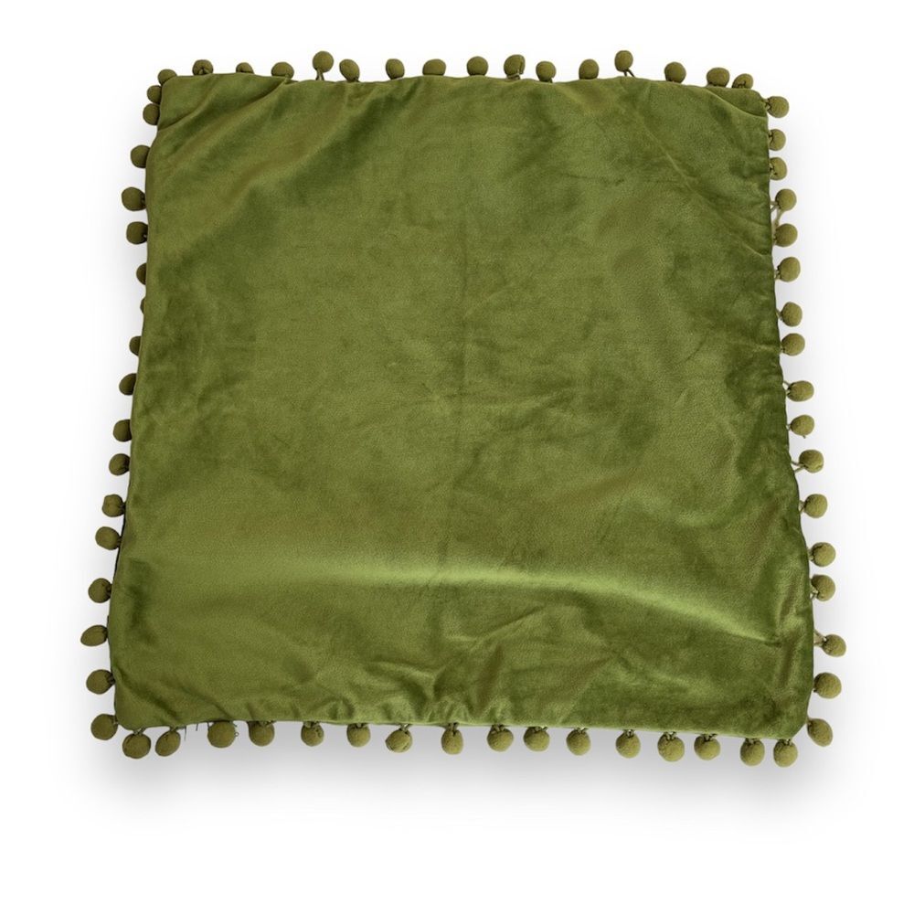 Ashle Home Deco Green Pom Pom Velvet Pillow Cover Retro Decor Living Bed Room